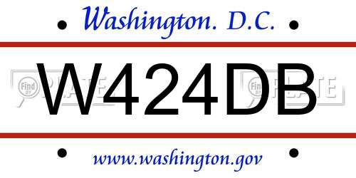 W424DB District Of Columbia License Plate