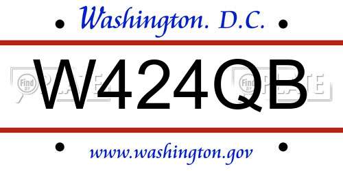 W424QB District Of Columbia License Plate