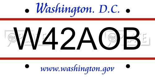 W42AOB District Of Columbia License Plate
