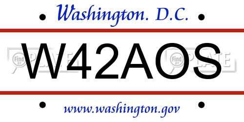 W42AOS District Of Columbia License Plate