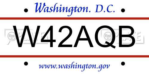 W42AQB District Of Columbia License Plate