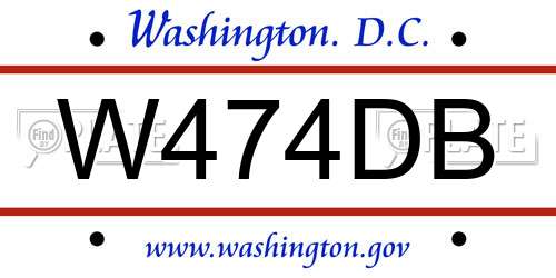 W474DB District Of Columbia License Plate