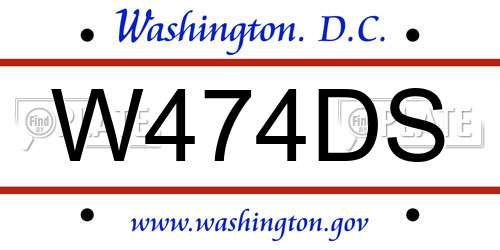 W474DS District Of Columbia License Plate