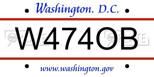 W474OB District Of Columbia License Plate