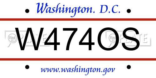 W474OS District Of Columbia License Plate