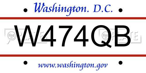 W474QB District Of Columbia License Plate