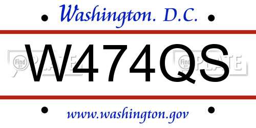 W474QS District Of Columbia License Plate