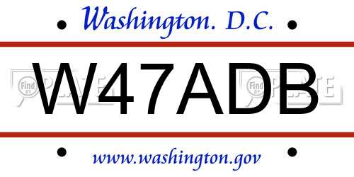 W47ADB District Of Columbia License Plate