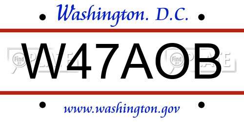 W47AOB District Of Columbia License Plate