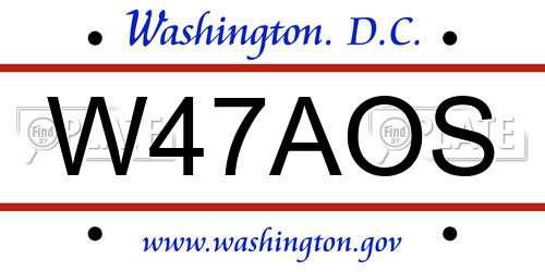 W47AOS District Of Columbia License Plate