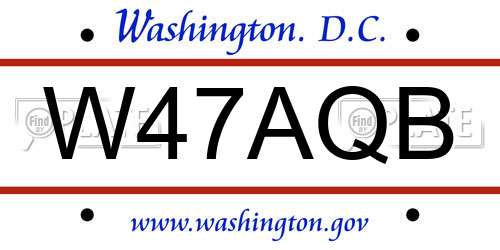 W47AQB District Of Columbia License Plate