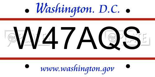 W47AQS District Of Columbia License Plate