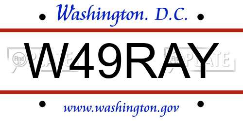 W49RAY District Of Columbia License Plate