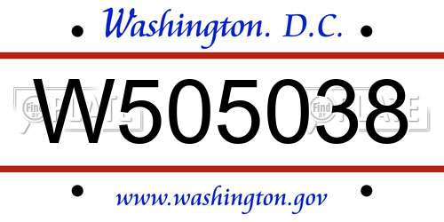W505038 District Of Columbia License Plate