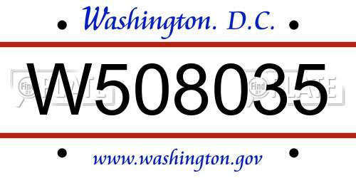 W508035 District Of Columbia License Plate