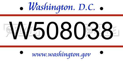 W508038 District Of Columbia License Plate
