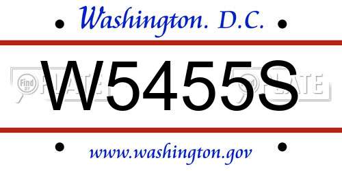 W5455S District Of Columbia License Plate