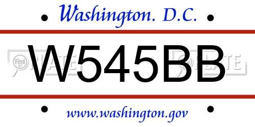 W545BB District Of Columbia License Plate