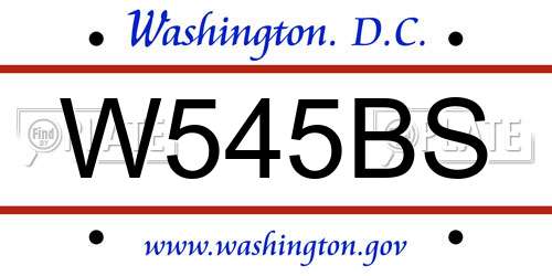 W545BS District Of Columbia License Plate
