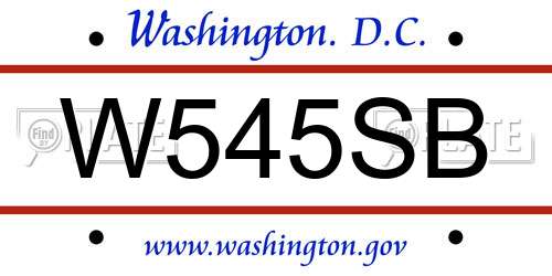 W545SB District Of Columbia License Plate