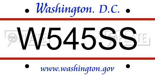 W545SS District Of Columbia License Plate