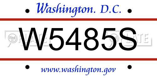 W5485S District Of Columbia License Plate