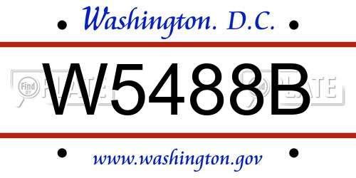 W5488B District Of Columbia License Plate