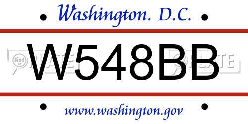 W548BB District Of Columbia License Plate