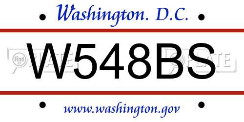 W548BS District Of Columbia License Plate