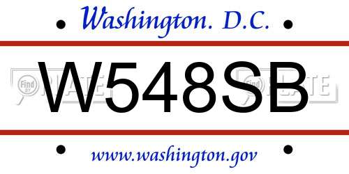 W548SB District Of Columbia License Plate