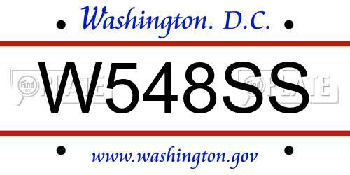 W548SS District Of Columbia License Plate