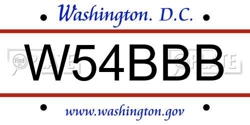W54BBB District Of Columbia License Plate