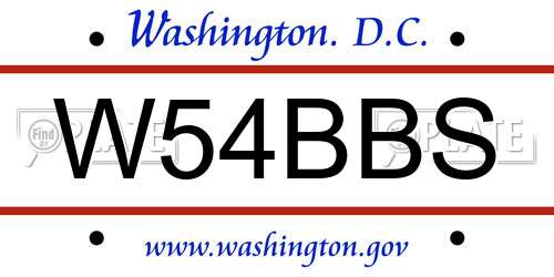W54BBS District Of Columbia License Plate