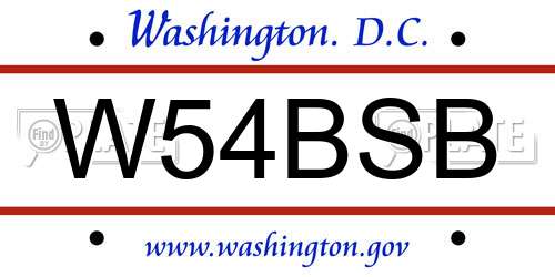 W54BSB District Of Columbia License Plate