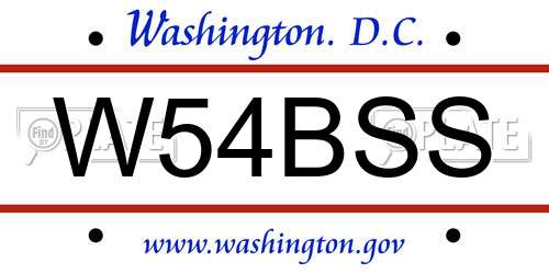 W54BSS District Of Columbia License Plate
