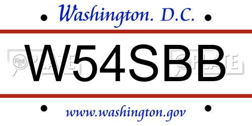 W54SBB District Of Columbia License Plate