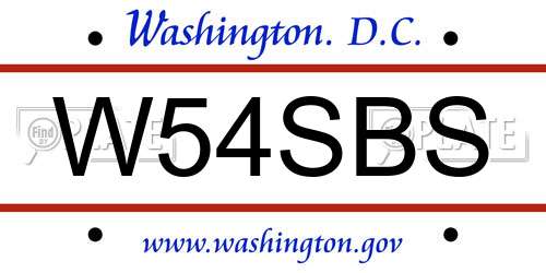 W54SBS District Of Columbia License Plate
