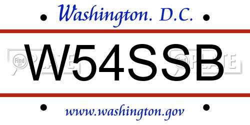 W54SSB District Of Columbia License Plate