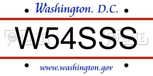 W54SSS District Of Columbia License Plate