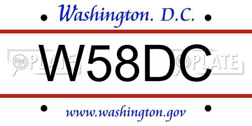 W58DC District Of Columbia License Plate