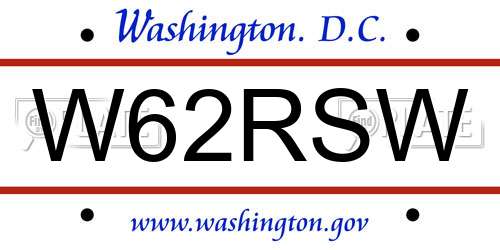 W62RSW District Of Columbia License Plate