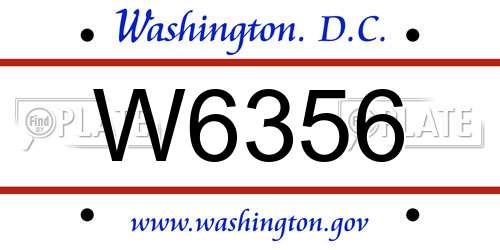 W6356 District Of Columbia License Plate