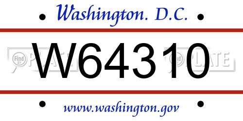 W64310 District Of Columbia License Plate