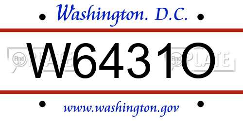 W6431O District Of Columbia License Plate