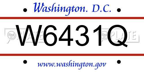 W6431Q District Of Columbia License Plate