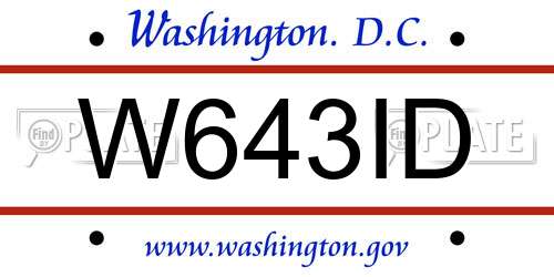 W643ID District Of Columbia License Plate