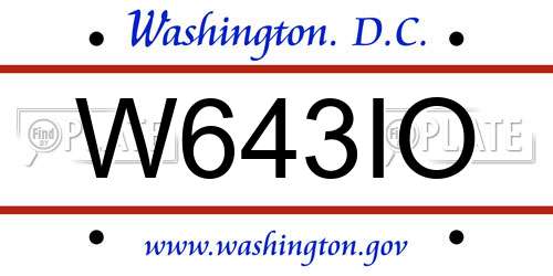 W643IO District Of Columbia License Plate