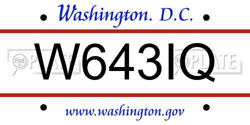 W643IQ District Of Columbia License Plate
