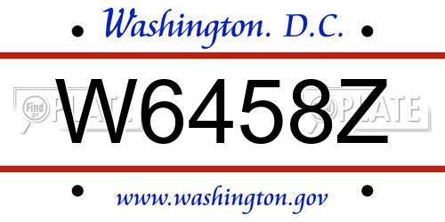 W6458Z District Of Columbia License Plate