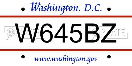 W645BZ District Of Columbia License Plate